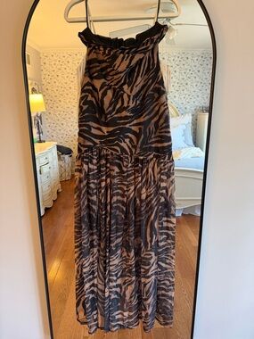 Women’s Brown and Black Animal Print Maxi Skirt